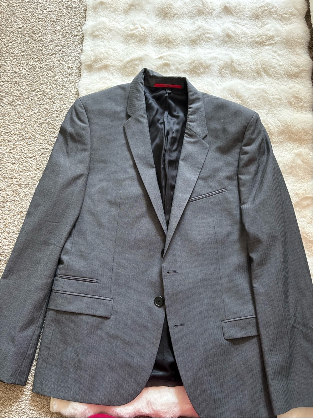 HUGO Dark Gray Jacket with Red Label Trim